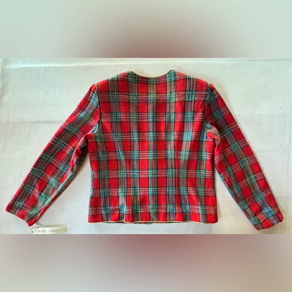NWT Maggy London Silk Tartan Plaid Lined Jacket (14) - Picture 9 of 15